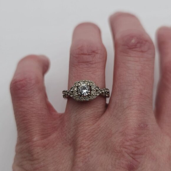 Size 7 Sterling Silver Clear Sapphire Gems Band Ring A3197 - Picture 5 of 10